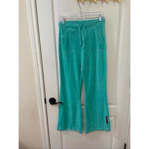 Prada Y2K Red Tag Velour Flare leg drawstring loungewear pants size large - Picture 1 of 6